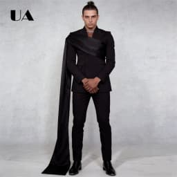 Trendy Unique Suit Set for Men, Double Breasted Suit Blazer with Satin Shawl, XXS-7XL Tailored Plus Size Suit Attire Prom Party