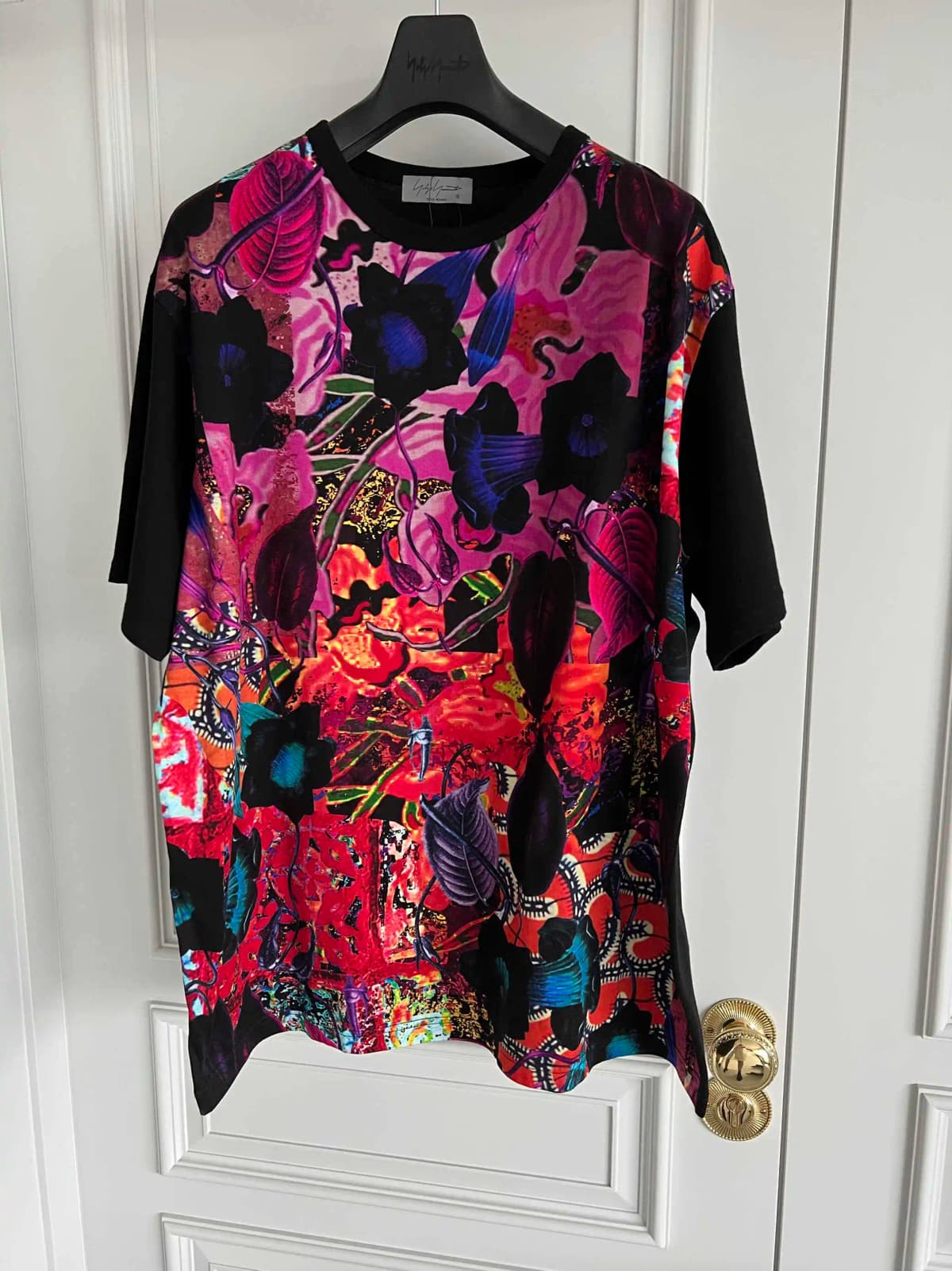 TOP-YAMAMOTO Original Design Collaboration Round Neck T-shirt, Hawaiian men's and women's large-sized Japanese