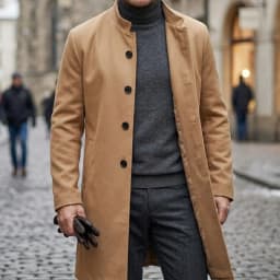 New Winter Men's Single-Breasted Invisible Button Trench Coat Knee-Length Fit Casual Streetwear Business-Appropriate Warm Jacket