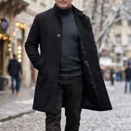 New Winter Men's Single-Breasted Invisible Button Trench Coat Knee-Length Fit Casual Streetwear Business-Appropriate Warm Jacket