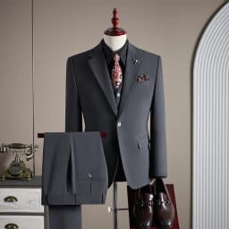 High-quality, Fashionable and Stylish Plus-size Men's Solid-color Suit Set, Men's Three-piece Set, One-button Casual Suit