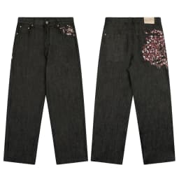 High Street Tiger Dragon Embroidery Baggy Jeans Pants for Men and Women Pantalones Hombre Straight Denim Trousers Oversized