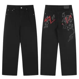 High Street Tiger Dragon Embroidery Baggy Jeans Pants for Men and Women Pantalones Hombre Straight Denim Trousers Oversized