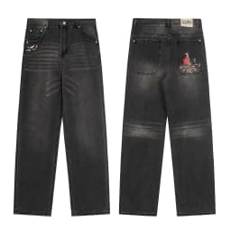 High Street Tiger Dragon Embroidery Baggy Jeans Pants for Men and Women Pantalones Hombre Straight Denim Trousers Oversized