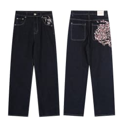 High Street Tiger Dragon Embroidery Baggy Jeans Pants for Men and Women Pantalones Hombre Straight Denim Trousers Oversized