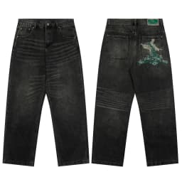 High Street Tiger Dragon Embroidery Baggy Jeans Pants for Men and Women Pantalones Hombre Straight Denim Trousers Oversized