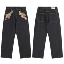 High Street Tiger Dragon Embroidery Baggy Jeans Pants for Men and Women Pantalones Hombre Straight Denim Trousers Oversized