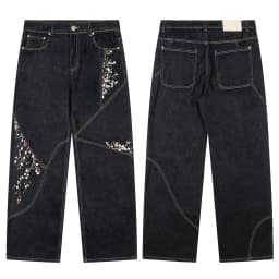 High Street Tiger Dragon Embroidery Baggy Jeans Pants for Men and Women Pantalones Hombre Straight Denim Trousers Oversized
