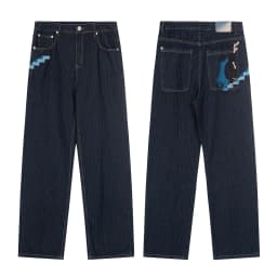 High Street Tiger Dragon Embroidery Baggy Jeans Pants for Men and Women Pantalones Hombre Straight Denim Trousers Oversized