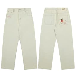 High Street Tiger Dragon Embroidery Baggy Jeans Pants for Men and Women Pantalones Hombre Straight Denim Trousers Oversized