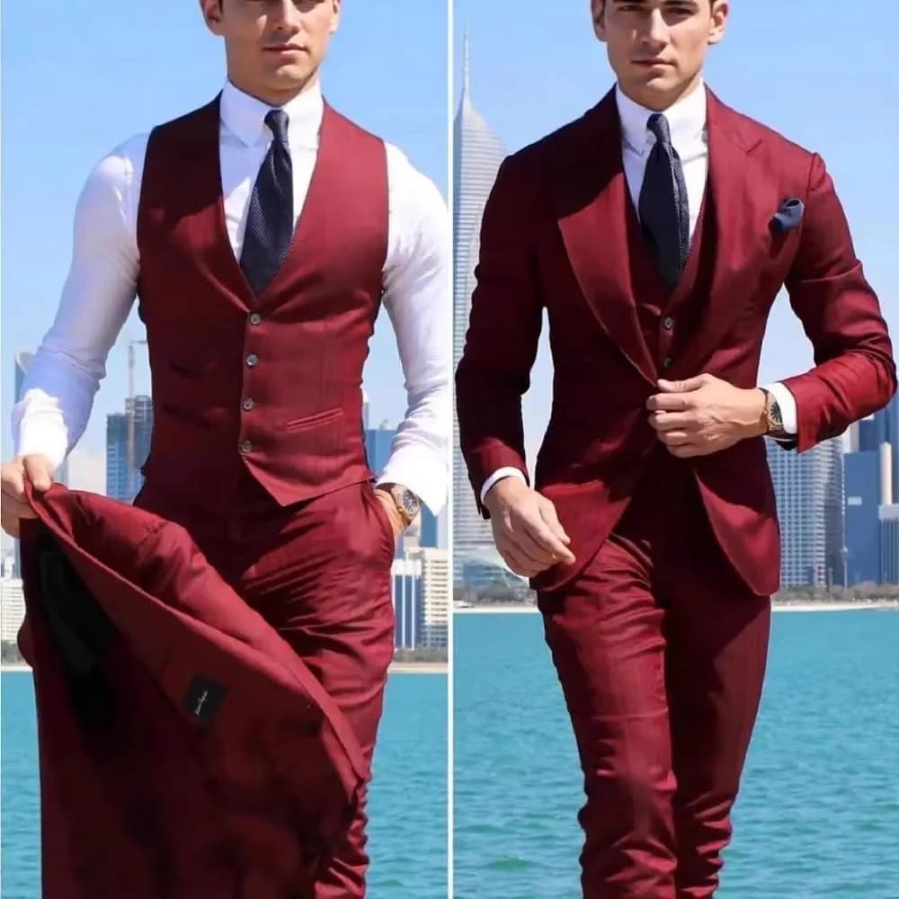 3 Pieces Men's Suit Classy Wedding Tuxedos Slim Fit Suit Vest Trousers Ensemble Spring Summer Business Parties Formal Occasions