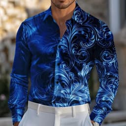 Men's Paisley Floral Print Gradient Color Shirt  Long Sleeve Vintage Retro Vacation Dailywear Spring 3D Print Button Up Shirts