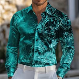 Men's Paisley Floral Print Gradient Color Shirt  Long Sleeve Vintage Retro Vacation Dailywear Spring 3D Print Button Up Shirts