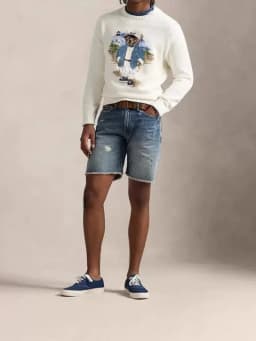 Cartoon Cowboy Men Women Autumn and Winter Christmas Sweater Embroidery Bear Long Sleeve Knitted Pullover Couples Cotton Jumper