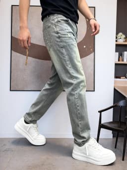 【HME】Men's Jeans | Ripped Paint Splatter Denim Pants, Men Retro Faded Washed Denim Jeans, Relaxed Straight‑Fit Male Denim Trousers, Destroyed Frayed Details, Durable Denim Bottoms, Multi‑Pocket Casual Denim Wear For Male Daily Going‑Out