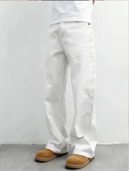 High-End Feeling Pure White Men's Jeans, Loose Wide-Leg Style That Flatters the Legs