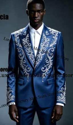 Handsome Embroidery Jewelry Tuxedo Men Suit Customized Sequin Male Prom Blazers 2 Pieces Set Wedding Groom Diamond Ropa Hombre