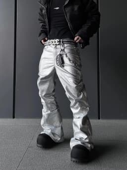 Mauroicardi Spring Autumn Cool Handsome Long Black Crocodile Print Pu Leather Pants for Men Luxury Designer Floor Length Clothes
