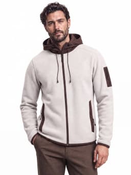 AIOPESON Men's Multi Pocket Hooded Fleece Jacket Full Zip Coat Suede Hood Zip Up Streetwear Autumn Winter Warm Outerwear
