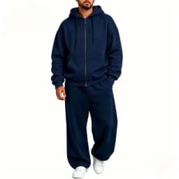 Men Full Zip Hoodie Set Kangaroo Pocket Drawstring Wide Leg Pants Loose Casual Two Piece Sports Outfit Set