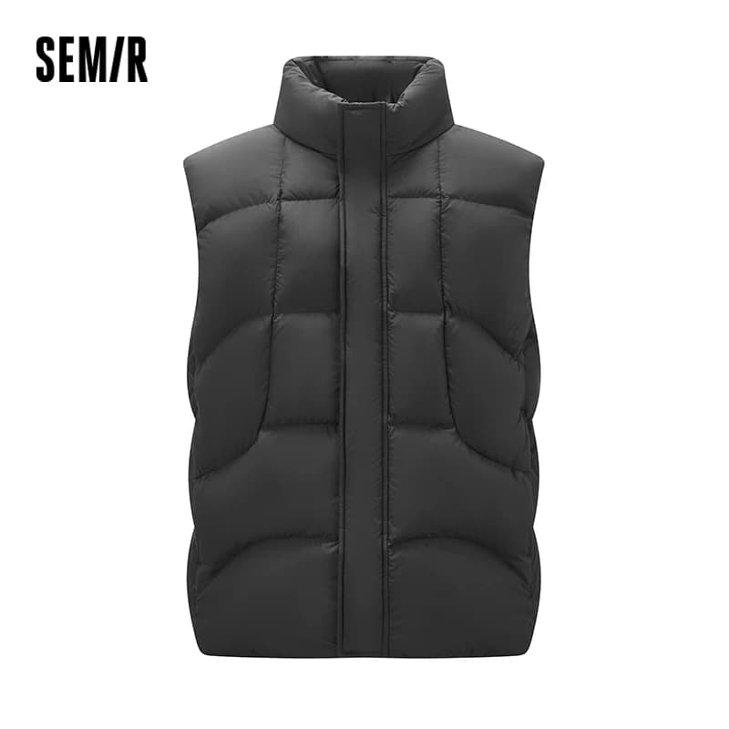 Semir Men Down Vest Water Repellent 90 Percent Down Fill Stand Collar Loose Fit Solid Color Urban Casual Style 2026 Winter