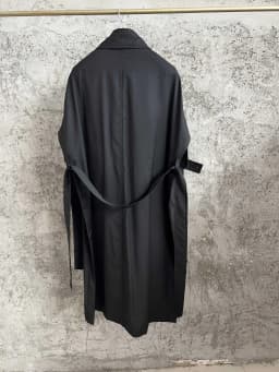TOP-YAMAMOTO Japanese original design Dark style loose wool mixed tie double-breasted overcoat for men