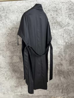 TOP-YAMAMOTO Japanese original design Dark style loose wool mixed tie double-breasted overcoat for men