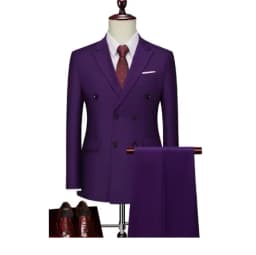 2 Pieces Fashion New Men's Business Double Breasted Solid Color Suit Coat / Male Slim Wedding Blazers Jacket Pants Trousers