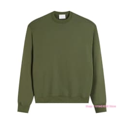 2026 Men Crew Neck Sweatshirt Solid Long Sleeve Pullover Casual Loose Fit Basic Sweatshirt Autumn Winter Male Daily Sport Tops