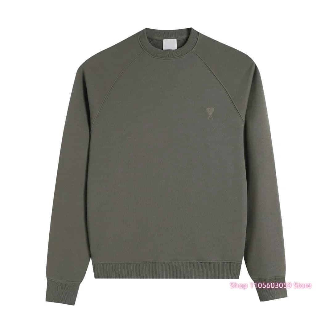 2026 Men Crew Neck Sweatshirt Solid Long Sleeve Pullover Casual Loose Fit Basic Sweatshirt Autumn Winter Male Daily Sport Tops