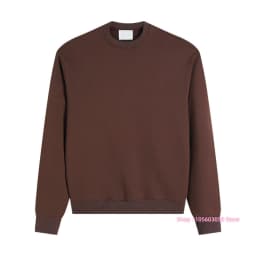 2026 Men Crew Neck Sweatshirt Solid Long Sleeve Pullover Casual Loose Fit Basic Sweatshirt Autumn Winter Male Daily Sport Tops