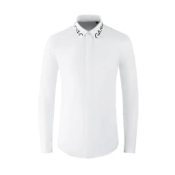Luxury Brand Letter Printed Men's Shirt Slim Fit Long Sleeve Casual Business Dress Shirts Star Social Office Banquet Party Shirt