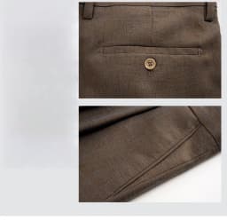 High Waist Double Pleated Men's Linen Suit Pants Loose Straight Dress Trousers for Summer Wedding Formal Sizes 40 42 44