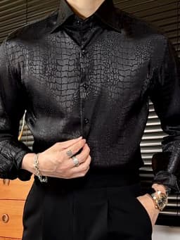 Lapel Collar Long Sleeve Retro Leopard Print Shirt British Versatile Casual Shirt Man Camisa Social Masculina Streetwear Shirts
