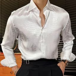 Lapel Collar Long Sleeve Retro Leopard Print Shirt British Versatile Casual Shirt Man Camisa Social Masculina Streetwear Shirts