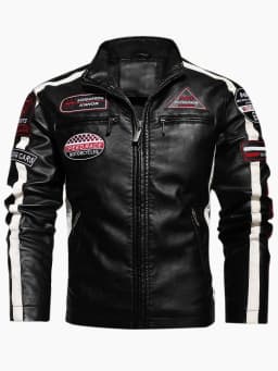 Men's Motorcycle Racing Suit PU Leather Label Color Jacket