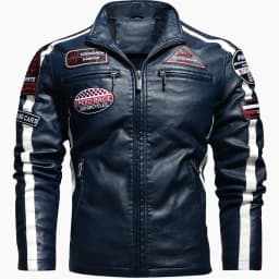 Men's Motorcycle Racing Suit PU Leather Label Color Jacket