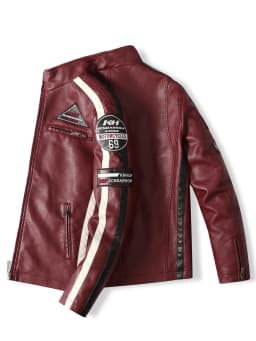 Men's Motorcycle Racing Suit PU Leather Label Color Jacket