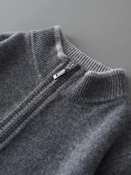 Men's 100% Merino Wool Warm Sweater Mock Collar Thickened Zippered Cardigan Autumn Winter New Cashmere Knitted Montage Tops