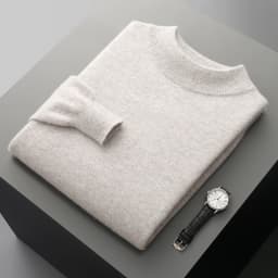 Autumn and Winter Men's Cashmere Sweater Stand Up Collar Long Sleeved Pullover Soft and Warm 100% Merino Wool Knitted Top