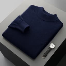 Autumn and Winter Men's Cashmere Sweater Stand Up Collar Long Sleeved Pullover Soft and Warm 100% Merino Wool Knitted Top