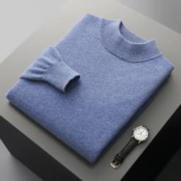 Autumn and Winter Men's Cashmere Sweater Stand Up Collar Long Sleeved Pullover Soft and Warm 100% Merino Wool Knitted Top