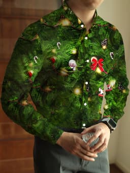 Christmas Festival Theme Men's 3D Printed Formal Shirts Christmas Tree Santa Claus Graphic Long Sleeve Shirt Fashion Men's Shirt