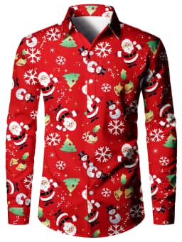 Christmas Festival Theme Men's 3D Printed Formal Shirts Christmas Tree Santa Claus Graphic Long Sleeve Shirt Fashion Men's Shirt