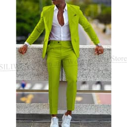 Orange Formal Men Suits For Wedding Prom Notch Lapel Blazer Custom Made Fashion Tuxedos Two-Piece Jacket+Pants Trajes De Hombre