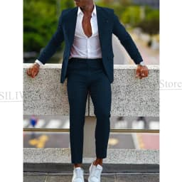 Orange Formal Men Suits For Wedding Prom Notch Lapel Blazer Custom Made Fashion Tuxedos Two-Piece Jacket+Pants Trajes De Hombre