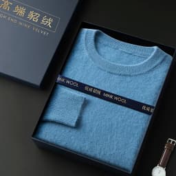 New mink cashmere sweater men's crewneck loose solid color cashmere undercoat youth business knit undercoat sweater