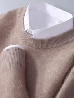 New mink cashmere sweater men's crewneck loose solid color cashmere undercoat youth business knit undercoat sweater