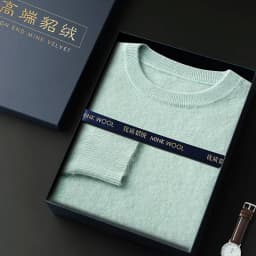 New mink cashmere sweater men's crewneck loose solid color cashmere undercoat youth business knit undercoat sweater