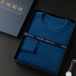 New mink cashmere sweater men's crewneck loose solid color cashmere undercoat youth business knit undercoat sweater